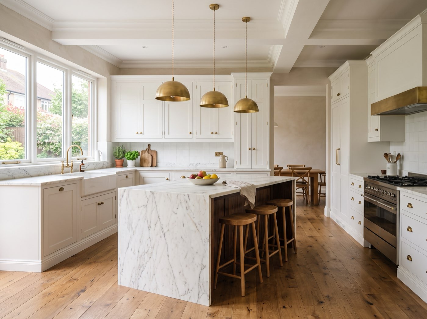 Full kitchen renovation. Cabinetry, island, worktops and flooring.